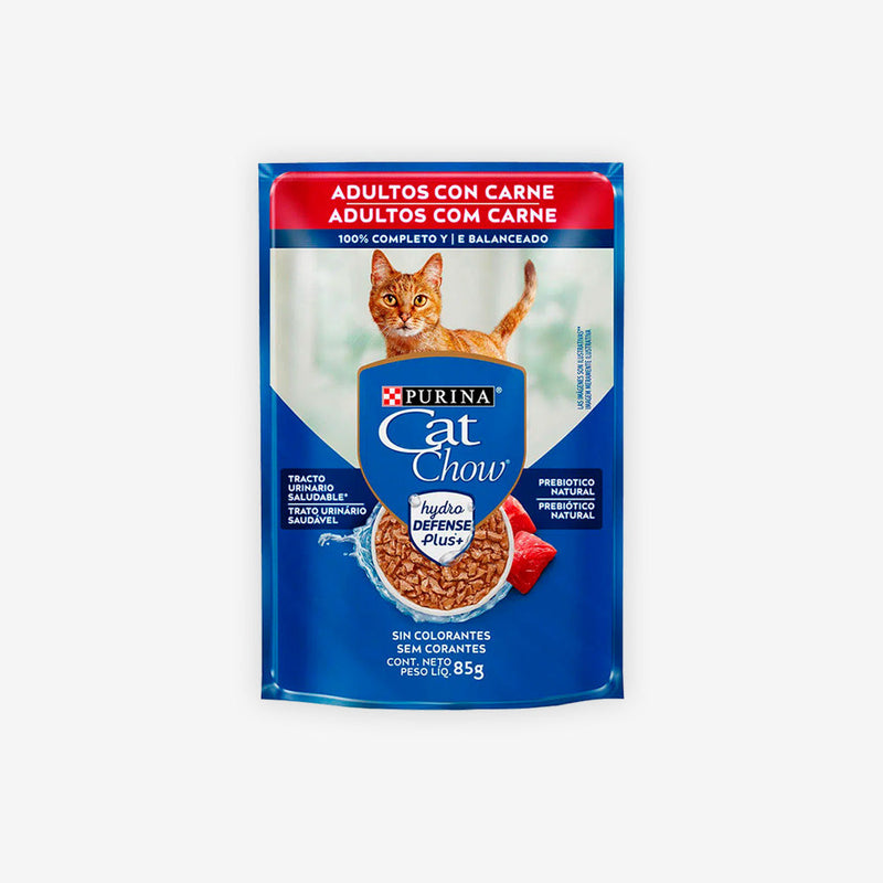 Ração Úmida Cat Chow para Gatos Adultos sabor Carne ao Molho 85g