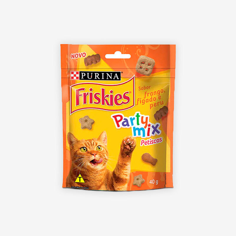 Petisco Friskies Party Mix para Gatos Adultos sabor Frango, Fígado e Peru 40g