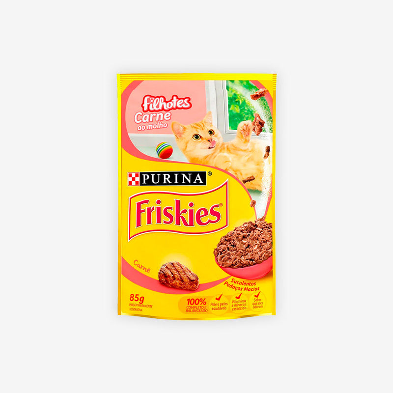 Ração Úmida Friskies para Gatos Filhotes sabor Carne ao Molho 85g