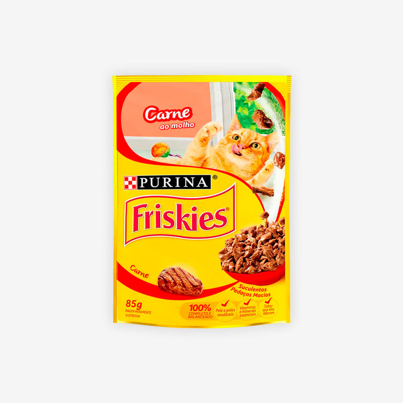 Ração Úmida Friskies para Gatos Adultos sabor Carne ao Molho 85g