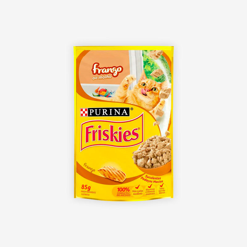 Ração Úmida Friskies para Gatos Adultos sabor Frango ao Molho 85g