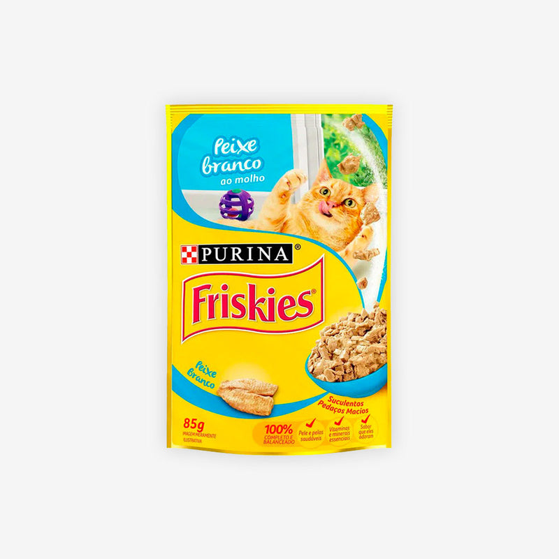 Ração Úmida Friskies para Gatos Adultos sabor Peixe Branco ao Molho 85g