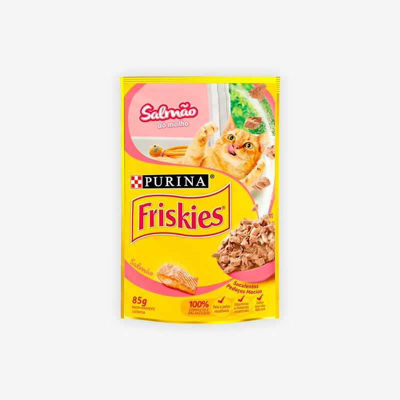 Ração Úmida Friskies para Gatos Adultos sabor Salmão ao Molho 85g