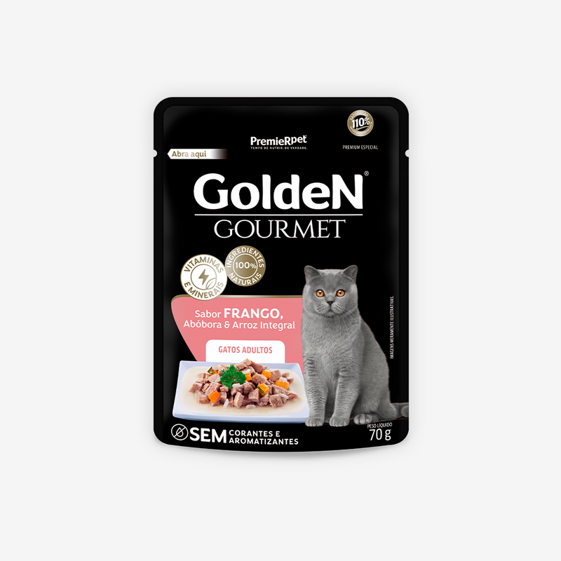 Ração Úmida Golden Gourmet para Gatos Adultos Sabor Frango 70g