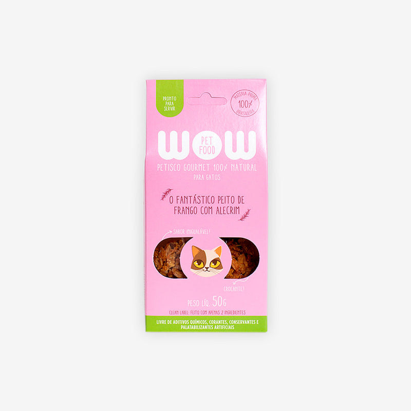 Petisco Natural WOW sabor Peito de Frango com Alecrim para Gatos 50g