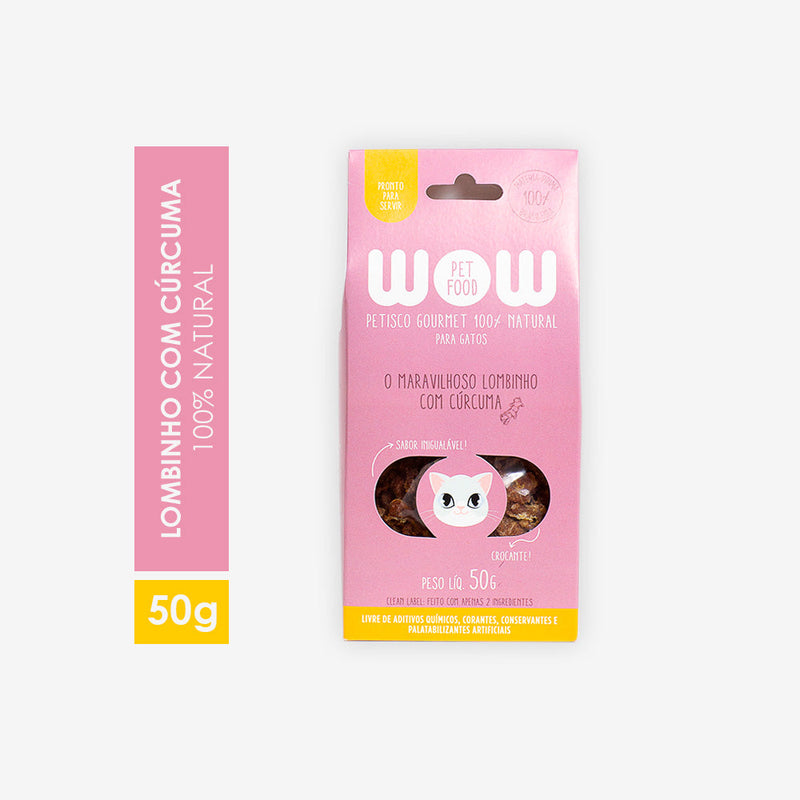 Petisco Natural WOW sabor Lombinho com Cúrcuma para Gatos 50g