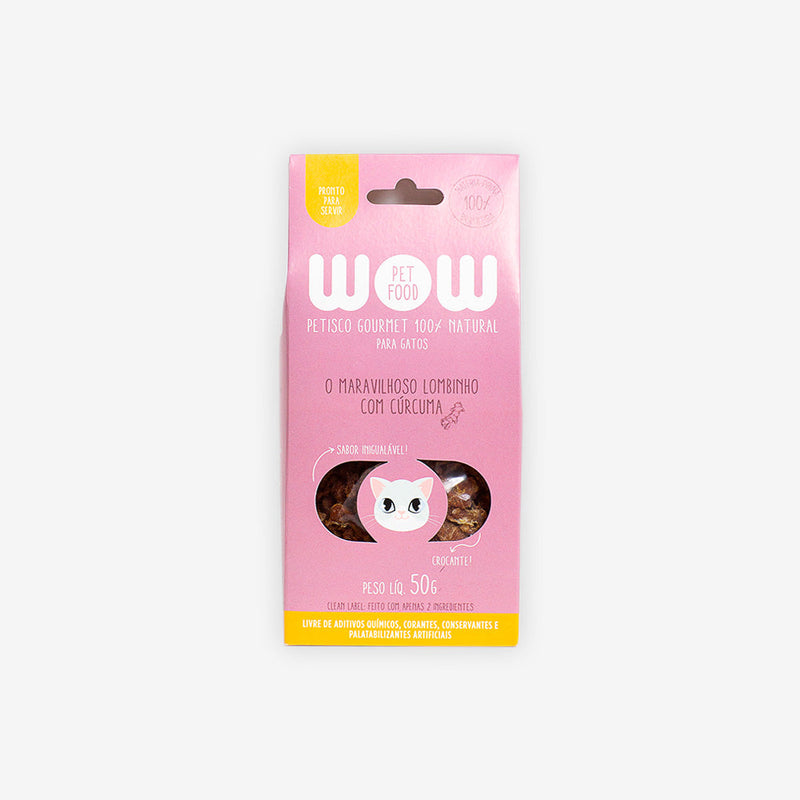 Petisco Natural WOW sabor Lombinho com Cúrcuma para Gatos 50g