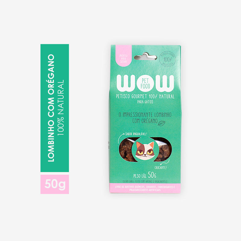 Petisco Natural WOW sabor  Lombinho com Orégano para Gatos 50g