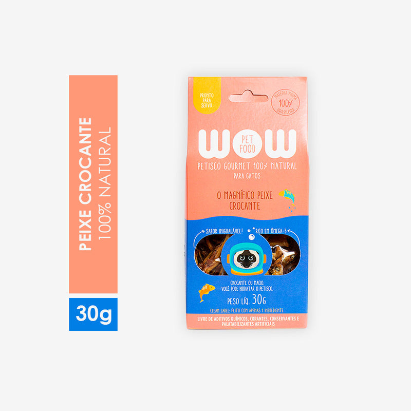 Petisco Natural WOW sabor Peixe Crocante para Gatos 30g