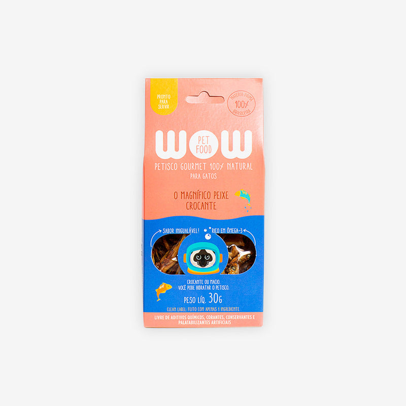 Petisco Natural WOW sabor Peixe Crocante para Gatos 30g