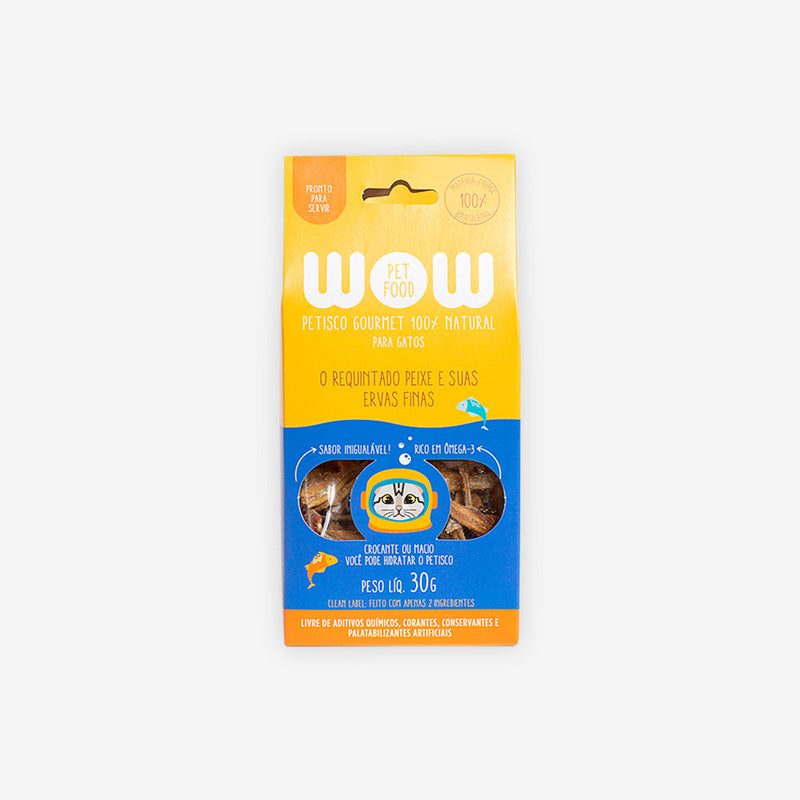 Petisco Natural WOW sabor Peixe e Ervas Finas para Gatos 30g