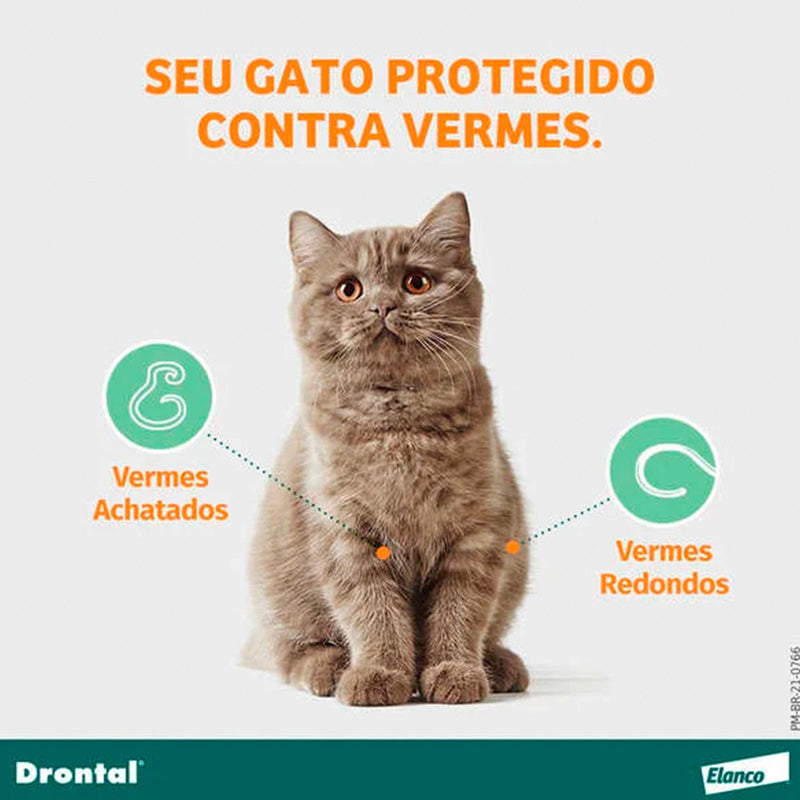 Vermífugo Drontal para Gatos com 4 comprimidos