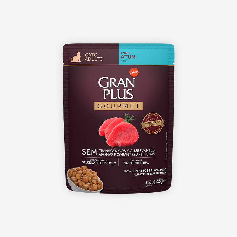 Ração Úmida GranPlus Gourmet Sachê para Gatos Adultos Sabor Atum 85g