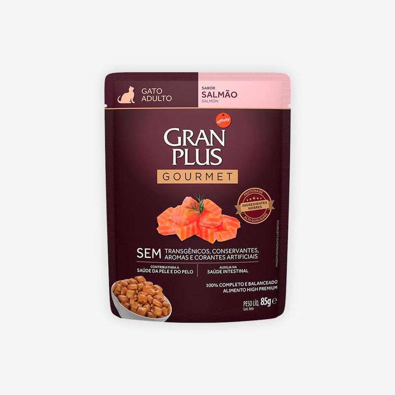 Ração Úmida GranPlus Gourmet Sachê para Gatos Adultos Sabor Salmão 85g