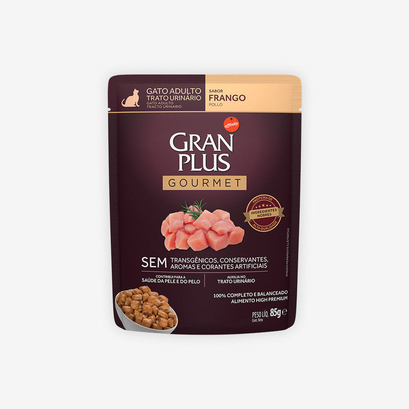 Ração Úmida GranPlus Gourmet Sachê para Gatos Adultos Trato Urinário Sabor Frango 85g