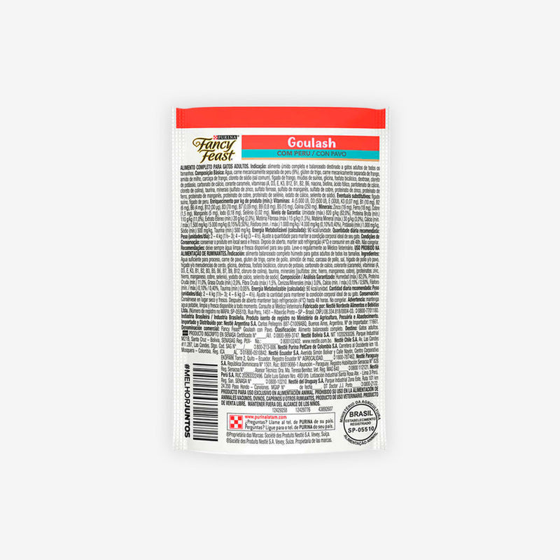 Ração Úmida Fancy Feast para Gatos Adultos sabor Goulash de Peru 85g