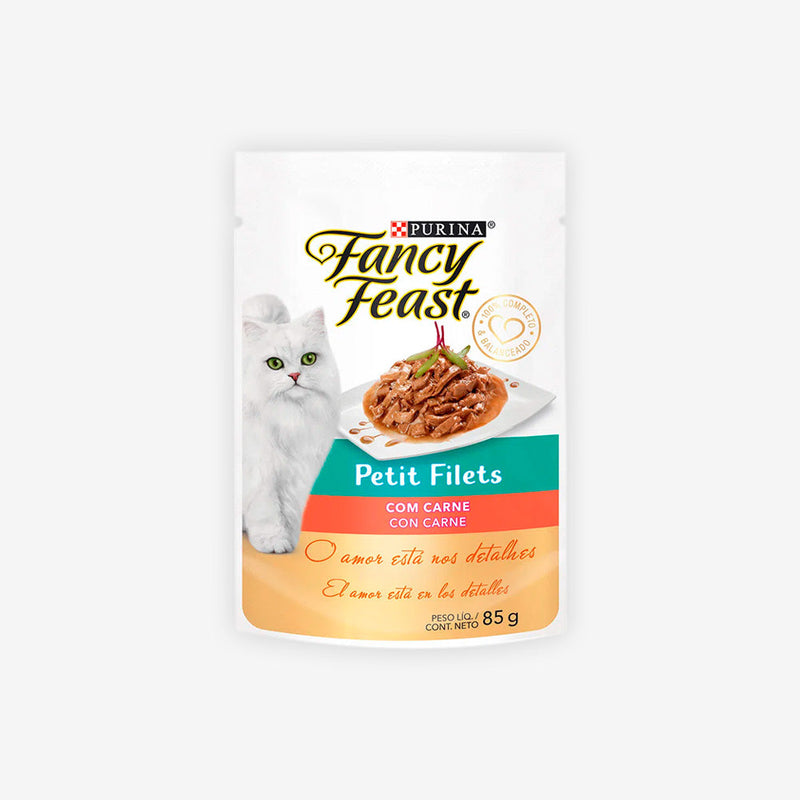 Ração Úmida Fancy Feast para Gatos Adultos sabor Petit Filet Carne 85g