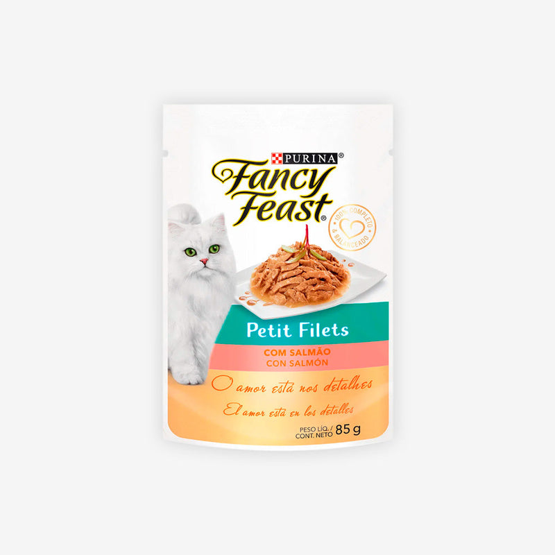 Ração Úmida Fancy Feast para Gatos Adultos sabor Petit Filet Salmão 85g