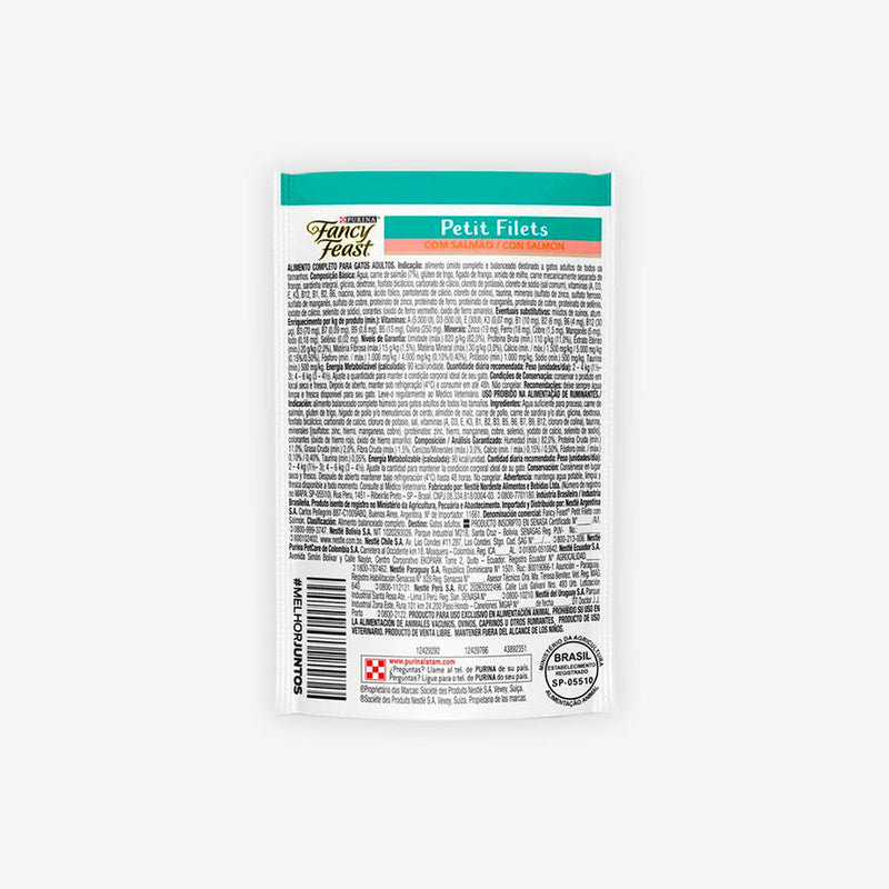 Ração Úmida Fancy Feast para Gatos Adultos sabor Petit Filet Salmão 85g