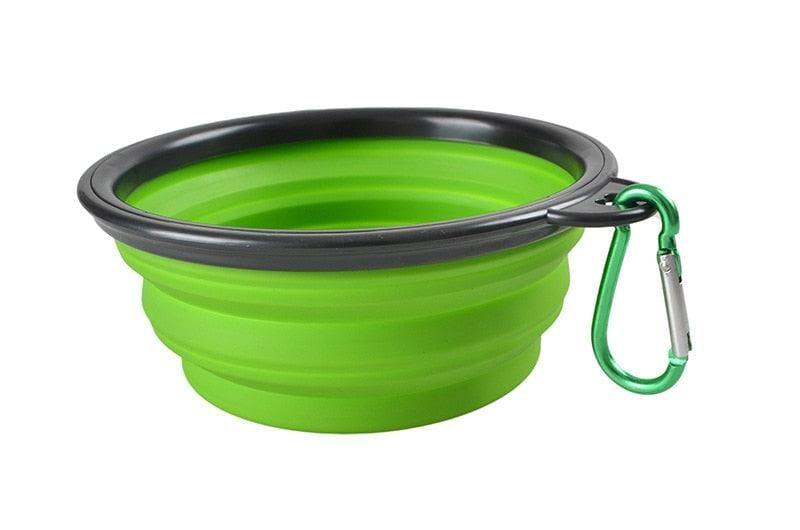 Tigela de Silicone Dobrável para Cachorro - Dog Bowl - Passeios, Viagens, Parques Tigela de Silicone - Pets 001 Falco Verde 350ML 